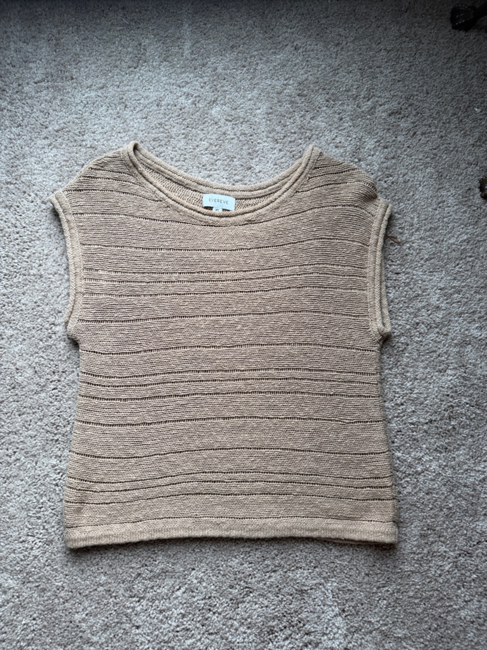 Evereve Beige Knit Cap Sleeve Tee - Picture 2 of 7